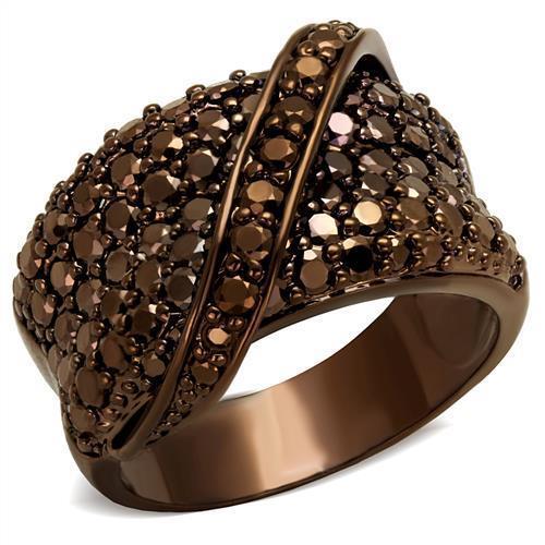 JCE1098 IP Coffee light Brass Ring with AAA Grade CZ  in Light Coffee