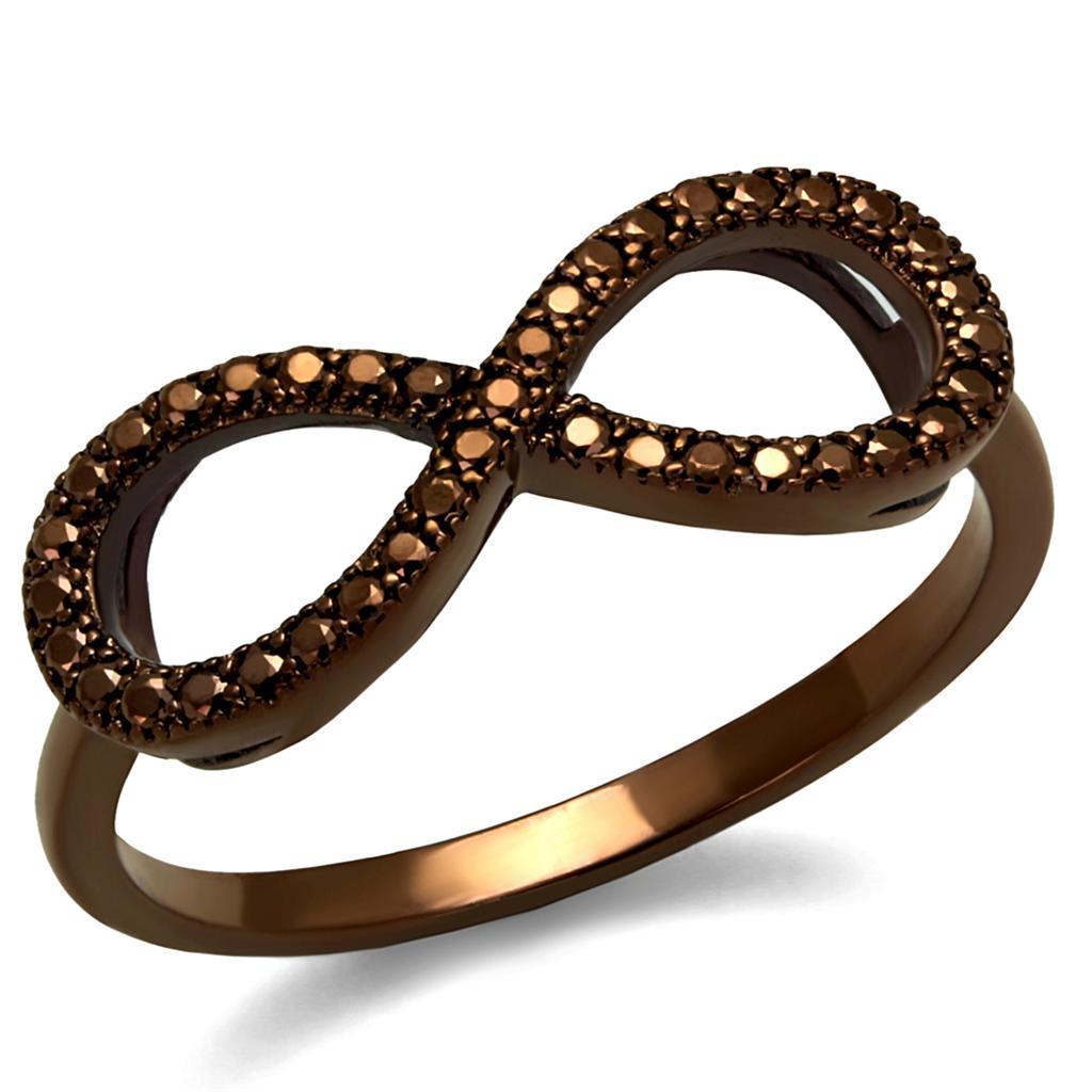 JCE1129 IP Coffee light Brass Ring with AAA Grade CZ  in Light Coffee