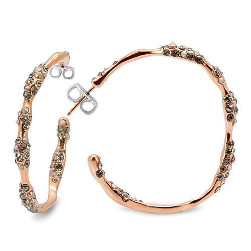 JCE1854 Rose Gold Brass Earrings with Top Grade Crystal  in Black Diamond-Default Title