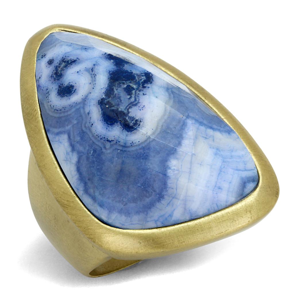 JCE3881 Antique Copper Brass Ring with Synthetic Onyx in Capri Blue