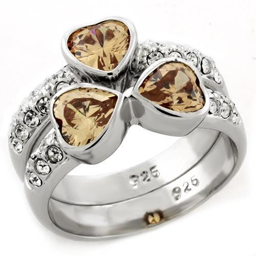 JCEAS1213 Rhodium 925 Sterling Silver Ring with AAA Grade CZ  in Clear