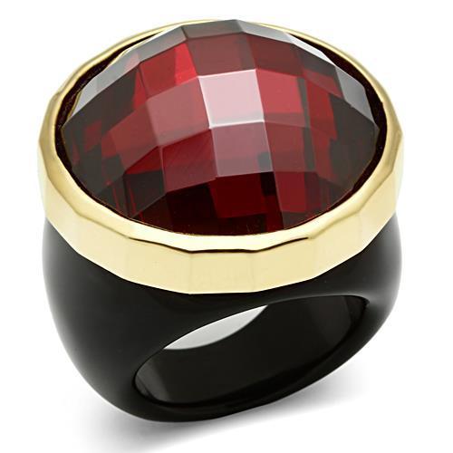 JCES525 Gold 925 Sterling Silver Ring with AAA Grade CZ  in Garnet